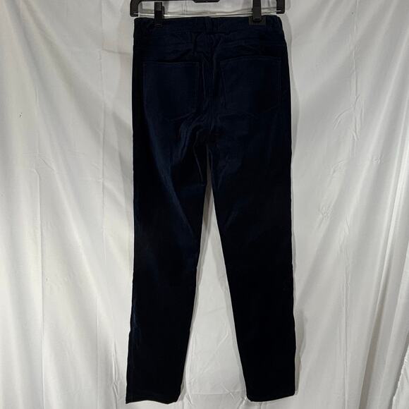 Paige Hoxton Ankle Velvet Stretch Pants Midnight Blue Size 25 Preowned Designer - Picture 2 of 5